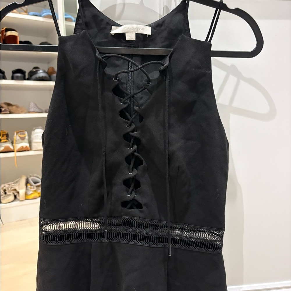 Women’s Jonathan Simkhai black lace up top with beautiful detail size 4